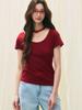 [Shengdu] 25 Verão Novo Coreano Versátil Casual Básico Seda de Amora Gola Redonda Emagrecedor Top Camiseta