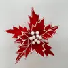 Fornecimento direto de comércio exterior de decorações florais natalinas transfronteiriças, flores artificiais de tecido de veludo floco de neve, cabeças de flores de Natal, arranjos florais para casa em tecido