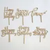 Fabricante Transfronteiriço Artesanato em Madeira Inserts para Bolo Festa de Aniversário Feliz Aniversário Inserts de Madeira Decorações para Bolo