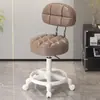 Taburete con Ruedas, Taburete Redondo Giratorio Ajustable para Salón de Belleza, Taburete de Trabajo para Peluquería y Salón de Uñas, Silla con Respaldo, Triple Protección, Piel de Microfibra