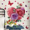 Pegatinas de Pared con Forma de Corazón y Rosas Transfronterizas para Dormitorio, Sala de Estar, Entrada, Pared de Fondo, PVC Autoadhesivas y Removibles