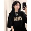 Popular de Verano Camiseta de Manga Corta con Hombro Derecho Descubierto Algodón para Mujer Holgada Personalizada Estampada Moda Ins Top de Media Manga Camiseta Básica Exportación