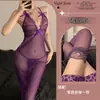 Lencería Sexy Morada Divertida Cubre Cadera Transparente Uniforme Tentación Cita Sin Cama Pasión Bata Conjunto de Pijamas