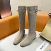 Niche 2026 Nova Moda Outono Popular Niche Bico Quadrado Preto Moda Botas Femininas Salto Gatinho Cano Alto Francês Botas de Cavaleiro