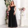 Vestido de Fiesta Elegante con Tirantes de Hombro Europeos y Americanos Transfronterizos, Escote en V Doble, Lentejuelas, Bordado, Costuras, Vestido de Tul con Colgante A