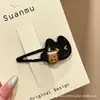 Lindo Pinza para el Pelo Lateral de la Frente Pequeña Estilo Chanel Estampado de Leopardo Pinza de Pelo de Felpa Pinza para Flequillo Oso Pequeño Retro Pinza BB Accesorios para el Cabello