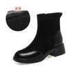 Botas de Cuero para Mujer de Tacón Grueso a la Moda Combinables Simples y Convenientes Cierre Lateral Punta Redonda Botines Finos Invierno con Forro Polar Botas de Moda
