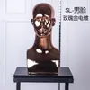 Cabeza de Modelo Dorada y Plateada Galvanizada Accesorios para Cabeza de Modelo Cabeza de Maniquí Soporte para Pelucas Cabeza de Modelo Exhibición de Joyería Cabeza Humana
