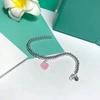 Pulseira de contas com pingente em forma de coração de esmalte T's azul vermelho rosa luxo leve versátil chique para mulheres pulseira feminina niche