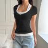 Di Yun Estilo Y2K Europeo y Americano Chica Caliente Falso Dos Piezas Camisola Camiseta de Manga Corta Ropa para Mujer Verano 2026 Sitio Independiente de Amazon