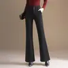 Pantalones de Campana Elásticos Adelgazantes Gruesos de Terciopelo Negro Plus para Mujer 2026 Otoño Invierno Nuevos de Cintura Alta para Viajar Casual Micro Acampanados Largos