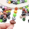 Cuentas de Bolas Acrílicas Cuentas de Bolas de Béisbol Fútbol Pulsera Cuentas de Rugby Cadena para Teléfono Móvil DIY Cuentas con Números y Letras de Billar