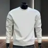 Nova blusa de moletom com gola redonda para homens, forrada com fleece, de manga comprida, adequada para usar em camadas no outono e inverno, estilo moderno de primavera e outono com ombros de caimento regular.