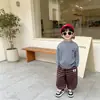 Suéter de Punto de Manga Larga Cálido Bordado Estilo Coreano Otoño e Invierno Color Sólido para Niños y Niñas