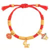 Pulseira Trançada de Corda Vermelha do Ano Novo Chinês da Lin para Homens e Mulheres, Estilo Igual Presente de Ano Novo Chinês 2026, Fique Rico Imediatamente, Pulseira do Ano do Cavalo