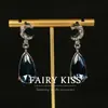Pendientes de Diamante Gota de Luna Nueva Medieval Azul Tinta Elegantes Simples Pendientes de Gama Alta Pendientes de Moda para Mujer