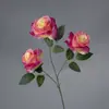 Flores Artificiales, Rosa Anna de Tres Cabezas, Arreglo Floral de Piso para Salón de Bodas, Decoración del Hogar, Flores Falsas, Venta al por Mayor desde Fabricante, Flores de Seda para Hotel