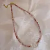 Collar de Perlas de Agua Dulce Cuadradas Irregulares Barroco Moda Rosa Piedra Natural con Cuentas Cadena Pequeña Múltiple de Clavícula de Bario