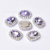 Fabricante Venta al por Mayor Borde Ovalado Cristal Cosido a Mano Diamante Vidriera Diamante DIY Ropa Accesorios para el Cabello Zapatos Hebilla de Diamante de Cristal