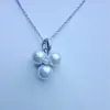 Perlas Zhuji 5-6 mm Perlas de Cultivo Naturales de Alta Calidad Colgante de Plata de Ley S925 Estilo Pequeña Uva de Tres Perlas