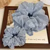 Elástico de Cabelo Scrunchie Azul Gelo com Laço de Strass Estilo Coreano, Simples e Elegante, Versátil para Rabo de Cavalo, Acessório para Coque