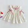 [Sin Devoluciones ni Cambios] Chaleco Bordado de Moda para Niñas 2026 Nuevo Verano Estilo Coreano para Bebé Linda Camisa de Muñeca con Mangas Volantes