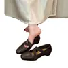 Sapatos Mary Jane Quadrados Retrô para Mulheres, Sapatilhas Novas Estilo Francês de Verão com Tiras Cruzadas, Sapatos de Salto Baixo Baixos