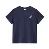 Camiseta de Algodón Puro de Manga Corta Gris con Cuello Redondo y Hombro Recto para Mujer, Nuevo Diseño Trendy Versátil de Verano, Top Casual para Mujer