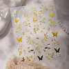 Sky Fortune-Atraedoras Mariposas Doradas Pegatinas para Uñas DIY Adhesivas 3D Hoja de Oro Mariposas Brillantes Pegatinas