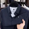Camisa de Hombre de Algodón-Spandex Sin Costuras Teñida en Hilo Rayada de Manga Larga No Planchar Novedad Otoño 2026 Business Casual