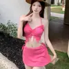 Nuevo traje de baño sexy de tres piezas dividido para mujer, que cubre el abdomen, adelgazante, para pecho pequeño, push up, bikini conservador, traje de baño para aguas termales