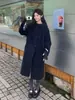Nuevo estilo de invierno abrigo de lana de doble cara con mangas de punto y capucha, de un solo pecho, simple, de cachemira y lana, engrosado, abrigo cálido