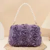 Bolso de Mujer 2026 Nuevo Estilo Fiesta Nocturna Bolso con Forma de Concha y Flores Vestido de Novia Blanco Bolso para Vestido Formal Bolso de Mano con Personalidad