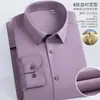 Camisa Quente Espessa com Forro 100% Lã de Ovelha Outono e Inverno Forrada com Lã Masculina para Negócios Formal Casual para Homens de Meia-Idade e Idosos