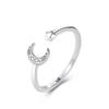 Anillo de plata esterlina S925 para mujer, estilo japonés, simple, con diamante, estrella, luna, apertura, anillo, fabricantes de anillos de moda al por mayor