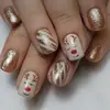 Coleção de nail art de Natal transfronteiriça: Pontas de unha pré-desenhadas, prontas para usar e adesivos para unhas postiças, 24 peças, designs de nail art de Natal removíveis