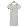 Ropa de mujer europea y americana vestido nuevo europeo y americano corte ajustado Sexy escote kink manga corta falda envolvente de cadera