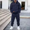 Conjunto con Capucha de Otoño e Invierno para Hombre de Amazon Transfronterizo, Sudadera Juvenil, Ropa de Trabajo para Hombre, Sudadera Chaqueta Casual con Bloques de Color