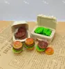 Mini Pan de Hamburguesa Lechuga Filete DIY Juguete de Comida Miniatura Accesorios Pegamento de Crema Decoración Exhibición