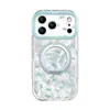 Pez Azul Adecuado para Funda de Teléfono Apple 17 Pro Max iPhone 15 Hilo de Pluma 16 con Soporte 14 Estilo Fresco de Verano