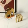 Ornamento Cerâmico Pequeno de Elefante Abstrato Dourado Moderno Acessível de Luxo Decorações Suaves para Sala de Estar, Armário de Vinho, Quarto de Crianças