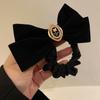 Pinza para el cabello de lazo de rosa de terciopelo negro Retro Francés Clip superior Estilo pequeño fragante Accesorio para el cabello Lazo grande