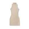 Venta al por mayor de ropa de mujer transfronteriza otoño 2026 nuevo estilo europeo y americano chica popular vestido tipo tank de doble capa, cuello alto, sin mangas, ajustado