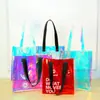 Bolsa Laser Pvc Transparente Tote Bag Impermeável Colorida Bolsa de Presente Bolsa de Mão Maquiagem Compras Bolsa de Gelatina Personalização