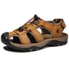 Sandalias de Playa para Hombre de Cuero Genuino, Punta Reforzada, Talla Grande Popular Transfronteriza, de Primera Capa, para Verano, Casual, al Aire Libre