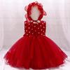 Vestido de Princesa com Preço Especial de Liquidação para Crianças de 12 Meses a 5 Anos Vestido Doce de Lantejoulas Saia de Renda com Conjunto de Faixa de Cabelo