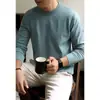 Suéter de Tricô de Alta Qualidade, Luxuoso, para Outono e Inverno, Fio Grosso Macio, Retentor de Calor, Quente, Gola Redonda, Manga Longa, para Homens, Cor Sólida, Camada Base