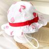 Gorro de Cuenca Fino de Dibujos Animados para Primavera y Verano Transpirable Protección Solar Sombrero para el Sol Niños y Niñas Lazo Lindo Encaje Sombrero de Pescador para Niños