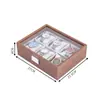 Caja de Almacenamiento para Relojes a Prueba de Polvo Color Nogal en Stock, Caja para Colección de Pulseras, Vitrina para Relojes
