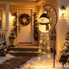 Neve de fronteira novo boneco de neve movido a energia solar cerca de jardim de Natal luz quente de inverno boneco de neve pingente de gelo luzes decorativas